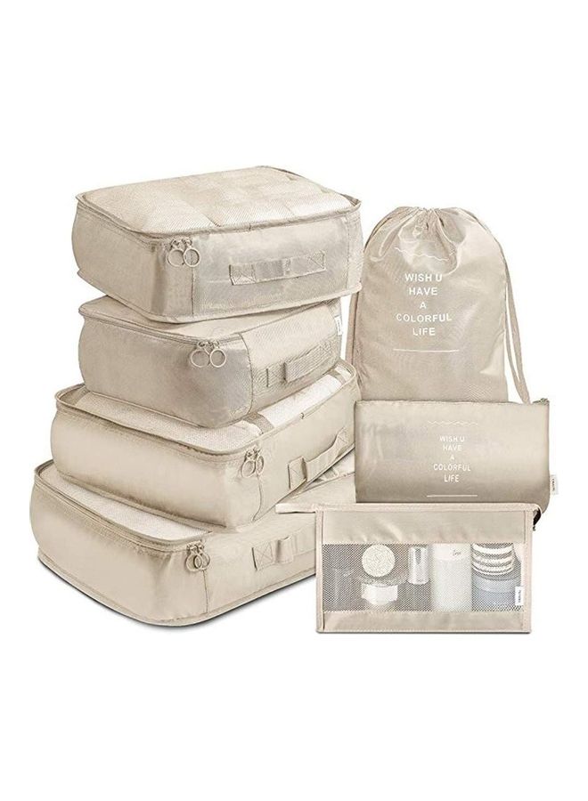 7-Piece Travel Organizer Luggage Set Beige - Image 1